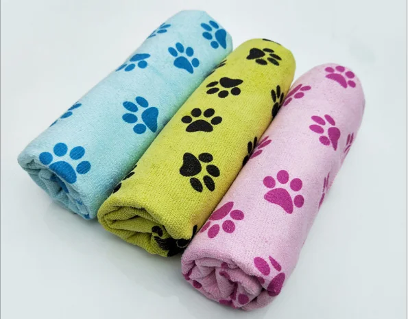 Microfiber pet bath towel  Dog daily bath towel  Printed dog claw towel