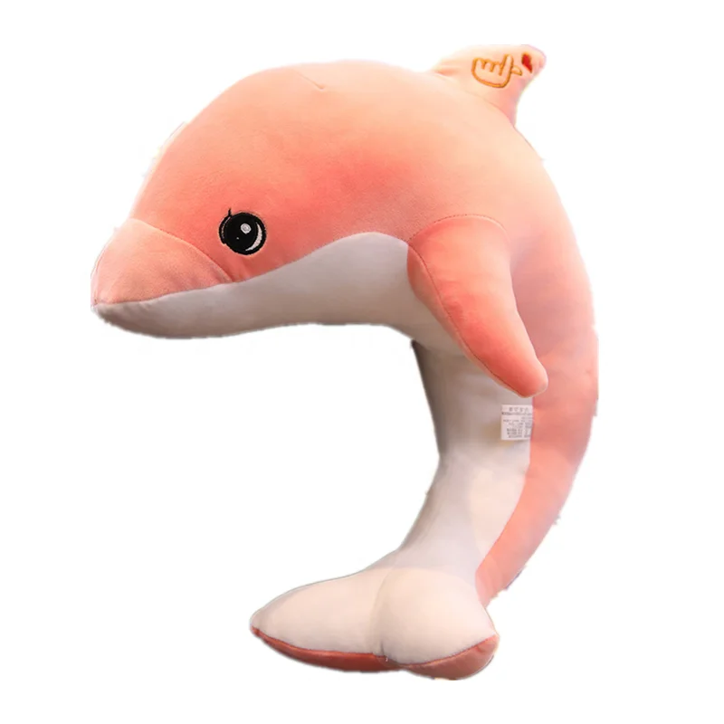 plush dolphin with hand pose logo on back baby toy