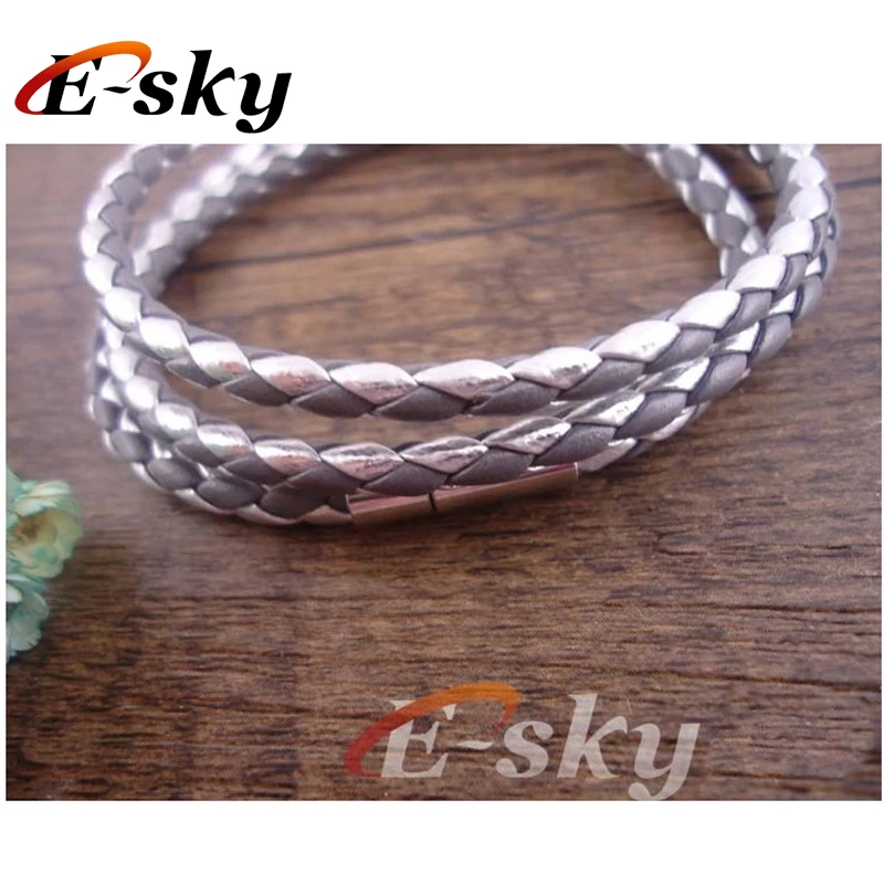 Manufacturer Hot Sale Four Stands Double color 4mm Round Dense Braided Leather Rope