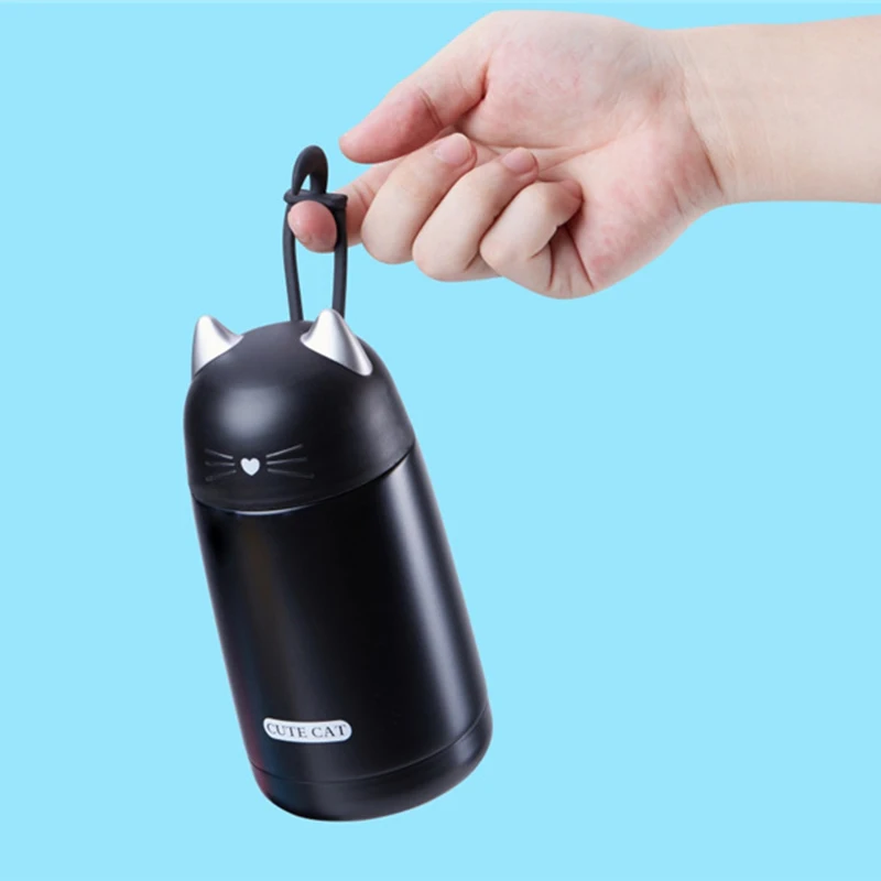 Cute Cat Thermos Cup Kids Thermo Mug Drinkware Child 330ML Water Bottle Stainless Steel Vacuum Flask Portable Leak-proof Tumbler