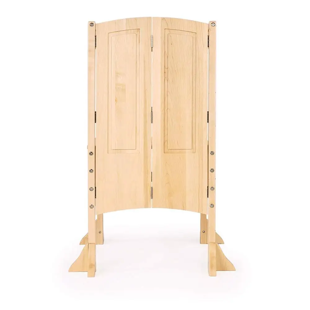 Heartwood Kitchen Helper Stool Solid Oak Premium Solid Wood Adjustable Height Foldable Cooking Step Stool Tower