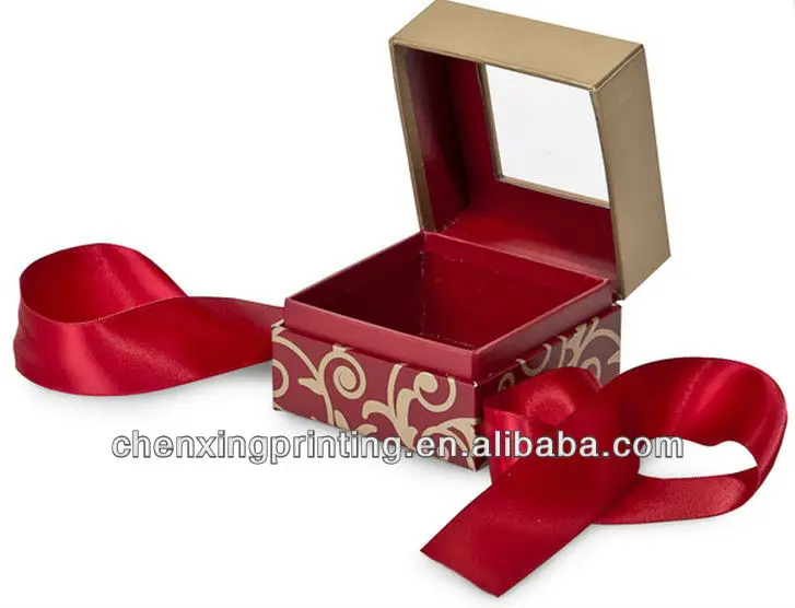 
BULK Elegant Red Scroll MINI paper Box SQUARE Box w/ Ribbon 2-3/4x2-3/4x2