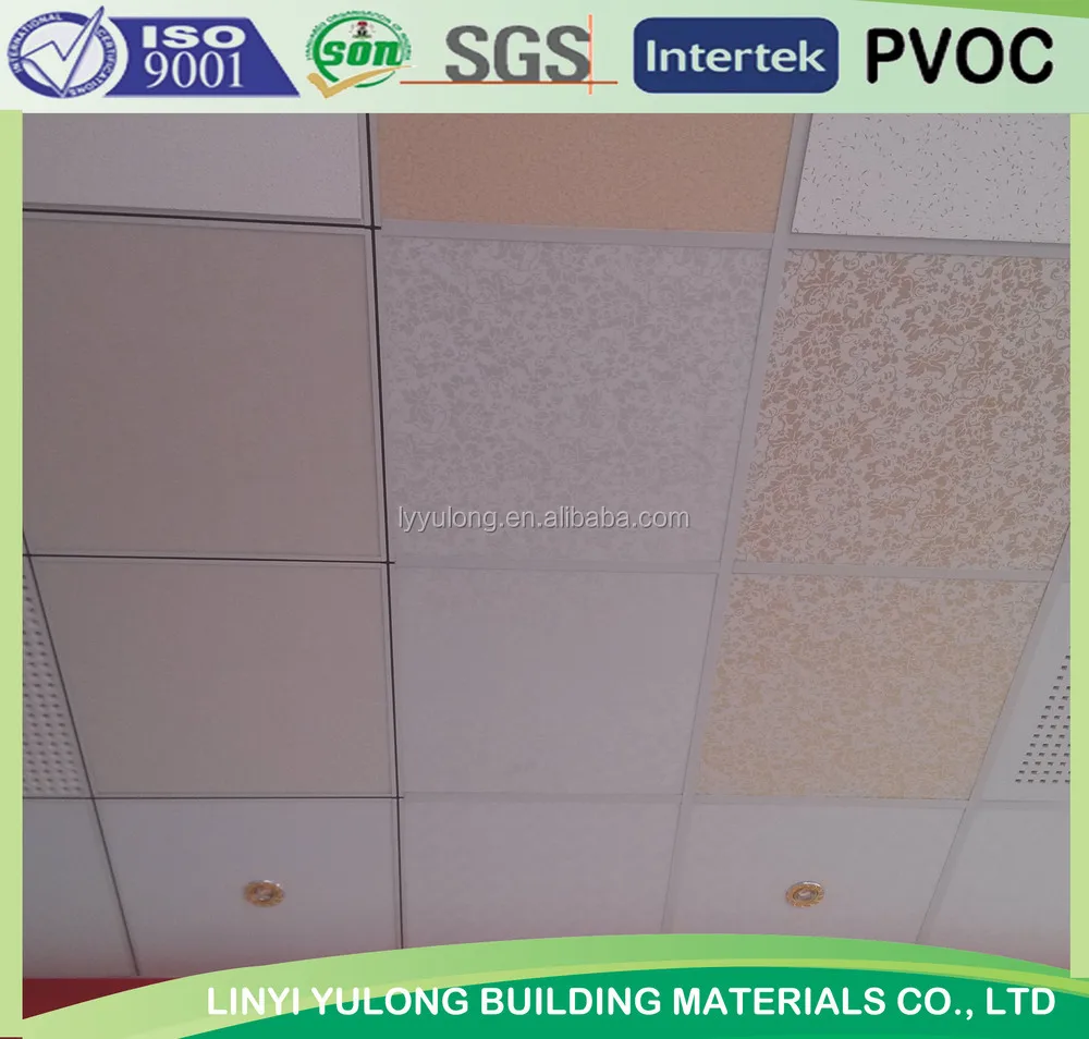 golden pvc laminated gypsum ceiling tiles