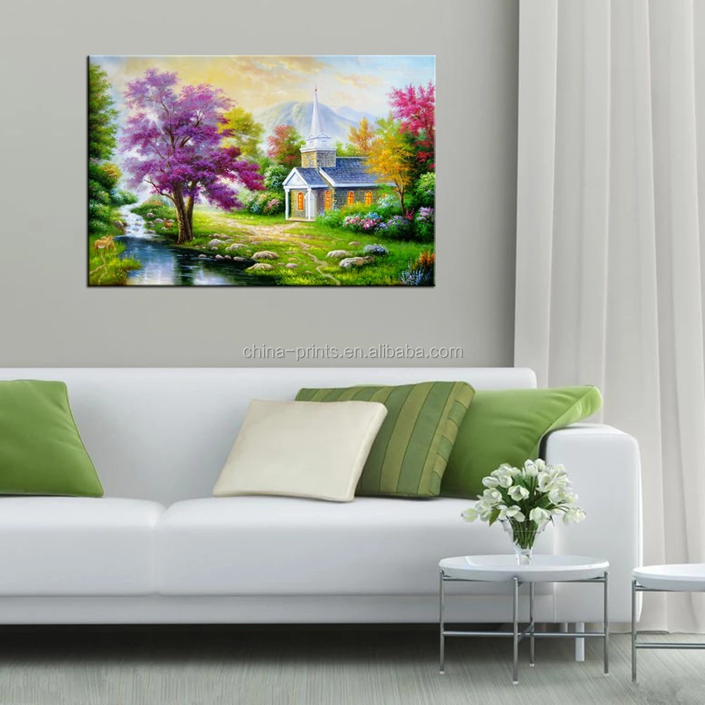 Countryside Drawing Picture Canvas Prints Nature Scenery Giclee Print Wholesale Canvas Painting for Interior Decoration