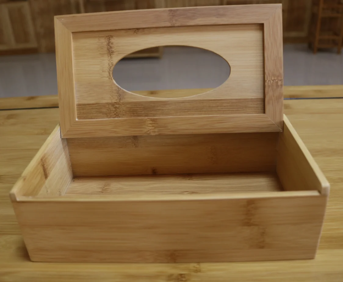 
Plain Color Wooden Tissue Box Holder Restaurant Home Hotel Bamboo Tissue Box 