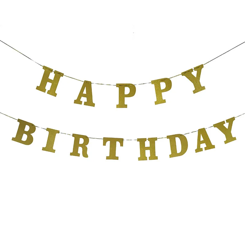 Gold Glitter Paper Letter Banner Happy Birthday Banner for Party