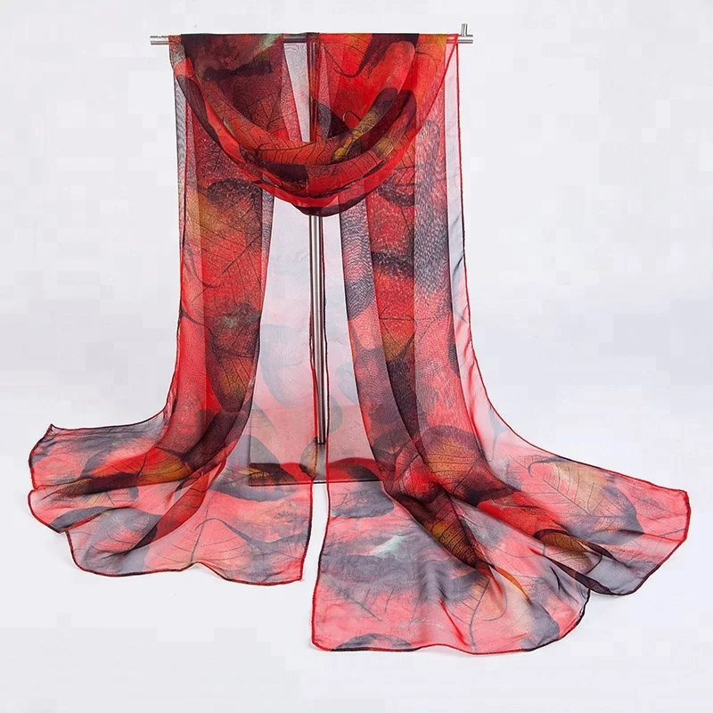 cheap leaf head japanese scarf women bulk silk scarves
