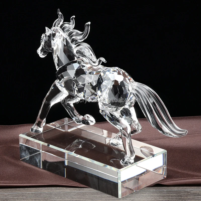 Shining crystal glass horse figurine the chinese zodiac crystal animal