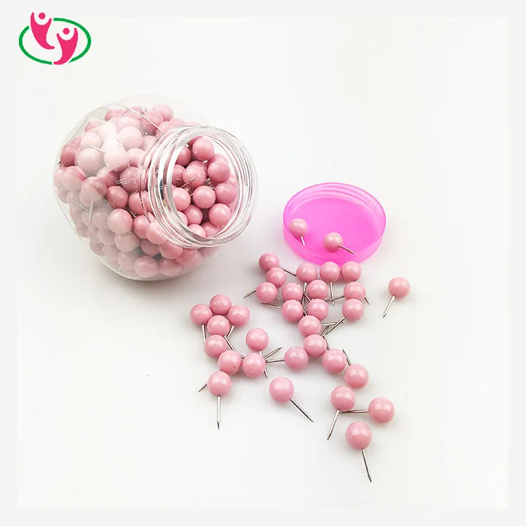Детская Розовая Круглая шаровая Головка с пластиковыми нажимными штифтами из нержавеющей стали