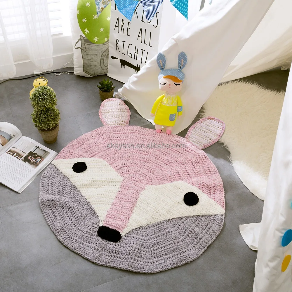 
Wholesale Monogram Personalized Handwoven Knitted Yarn Animal Floor Mat 