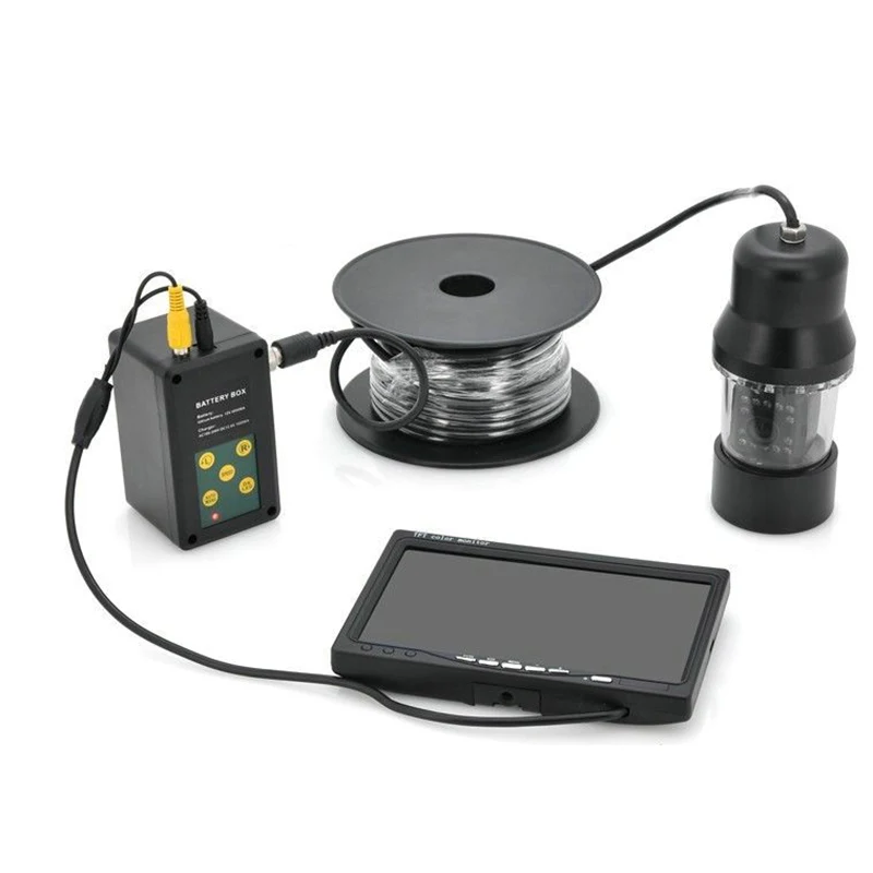 20m Cable 360 Degree Rotating Camera 7 inch Color Monitor HD Fish Finder Underwater Fishing Camera With DVR Function