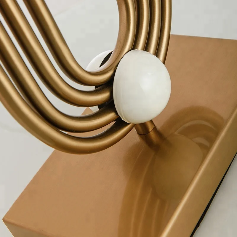 modern design artistic Iron table lamp golden holder and white fabric for home and hotel decoration