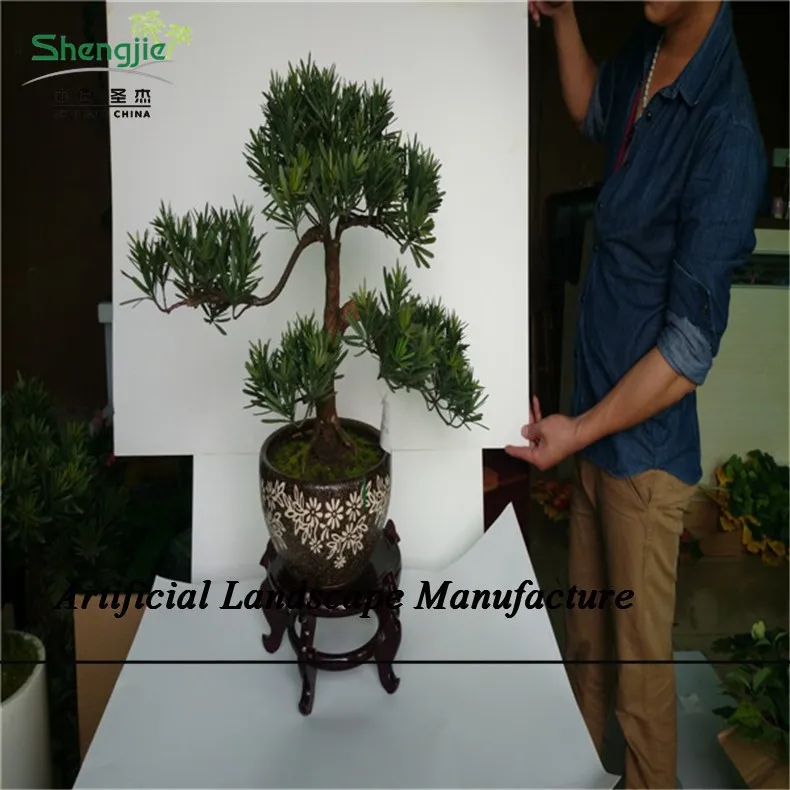 SJZJN 525 Chinese Manufacture Indoor Fake Podocarpus /Artificial Pine Tree /Mini Bonsai indoor Podocarpus Tree