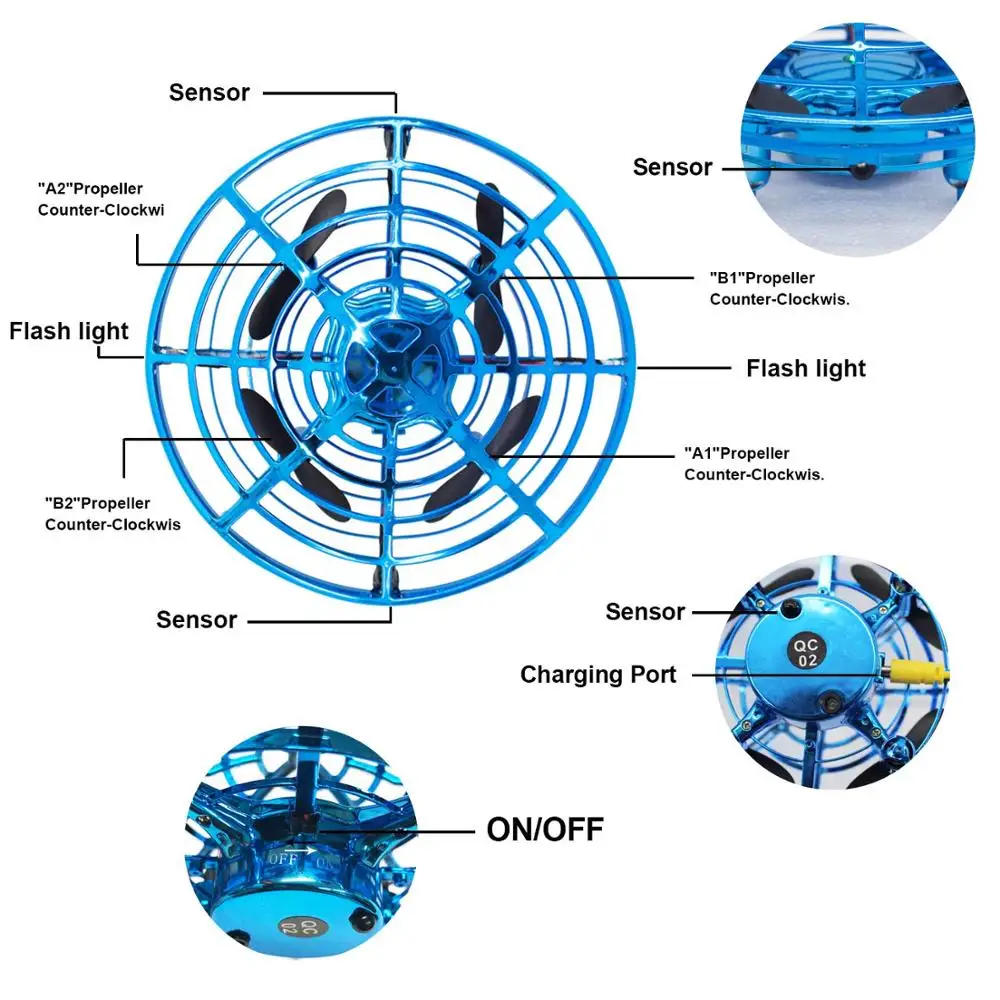 UFO Flying Ball Toys, Gravity Defying Hand-Controlled Suspension Helicopter Toy, Infrared Induction Interactive Drone