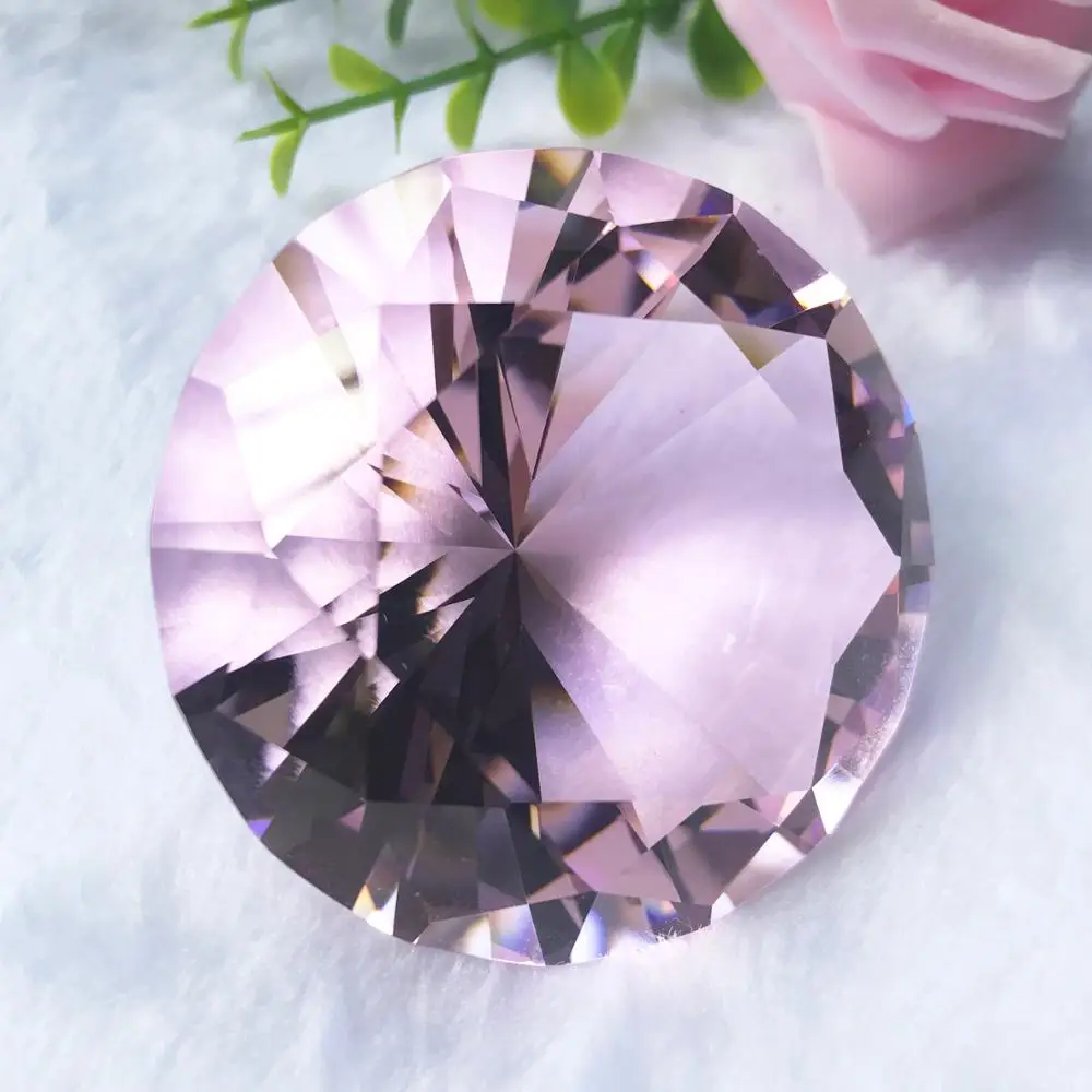 pink 100MM Faceted Decorative gems stone Crystal Glass Diamond for Wedding Souvenirs
