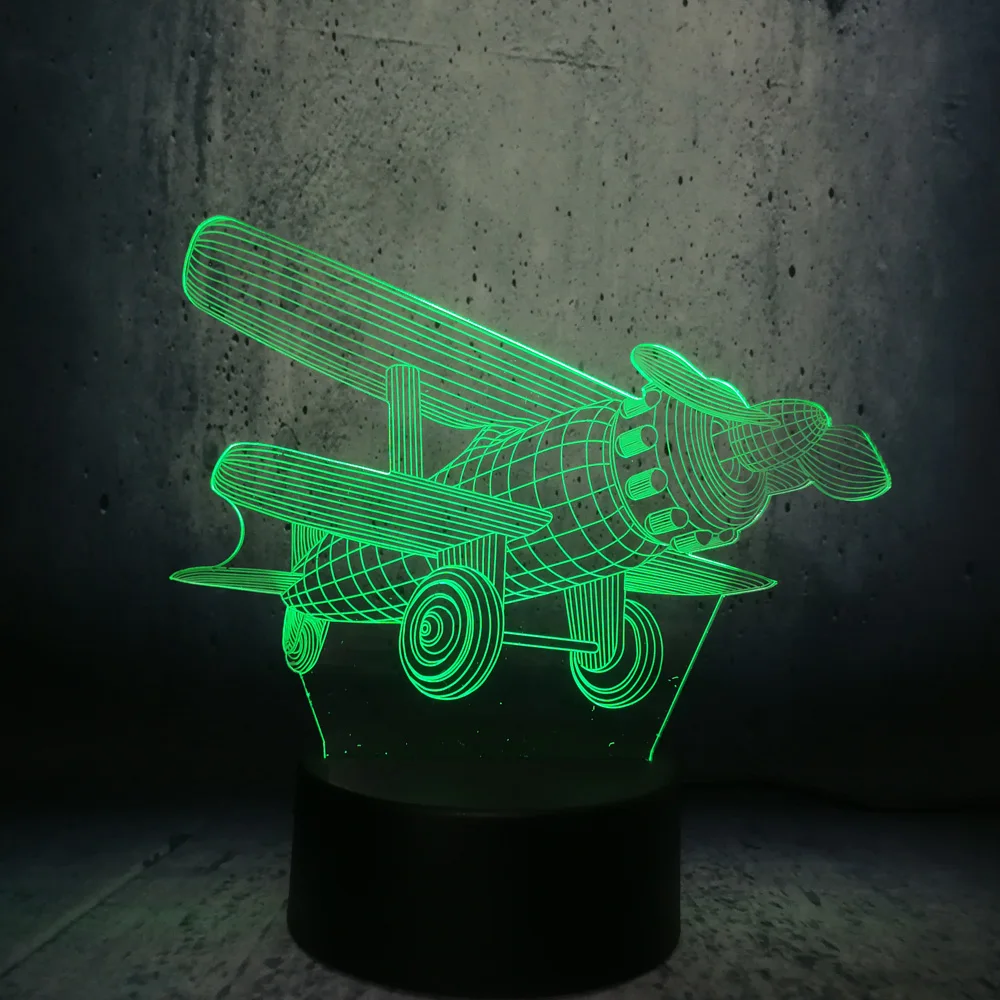3D propeller air plan Aircraft Model Cool RC Toy Creative Night Light Touch LED Illusion Table desk bedside lamp Decor kids Toy