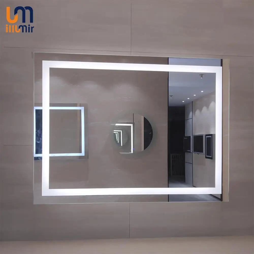 Hotel Decorative Big LED Wall Vanity Mirror With Lights