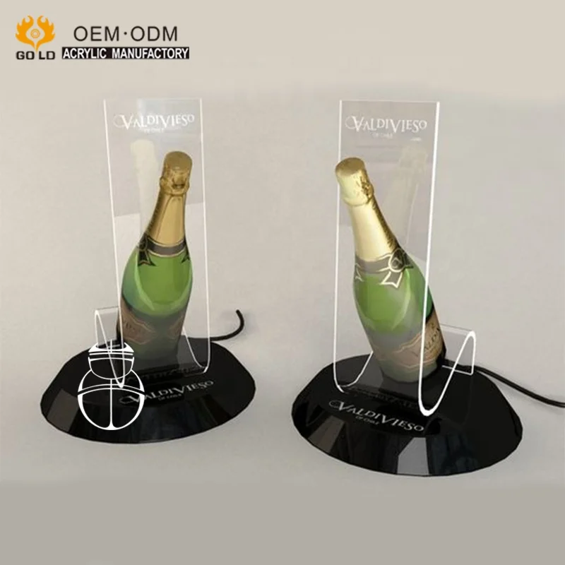 Wholesale Clear Custom Counter Top Led Light Wine Bottle Bar Shelf Led Light Display Stand