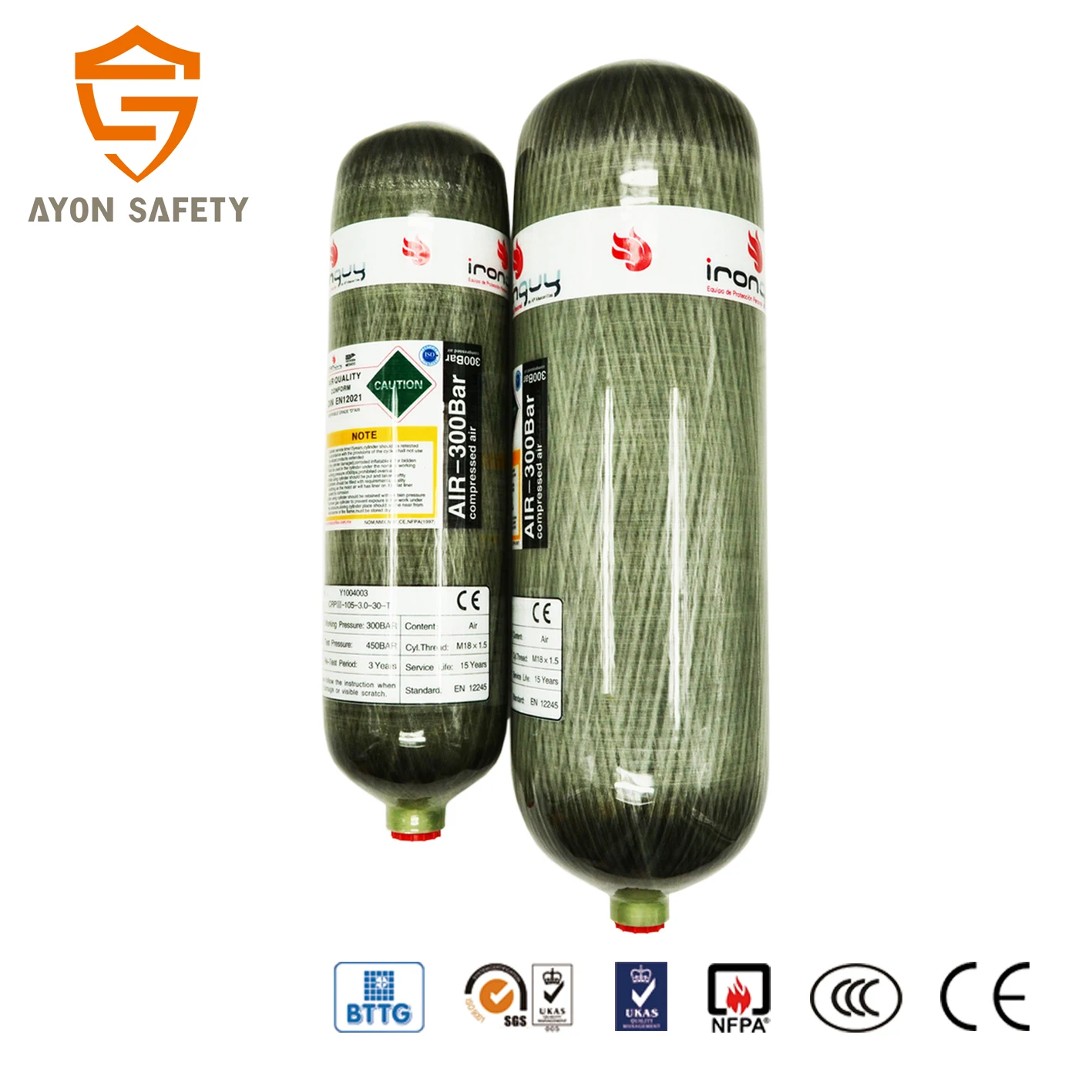Made in China 2L/2.17L/ 2.4L/2.5L/2.7L/3L/4.7L/6.8L/9L/12L scba and life support cylinder carbon fiber air gas cylinders