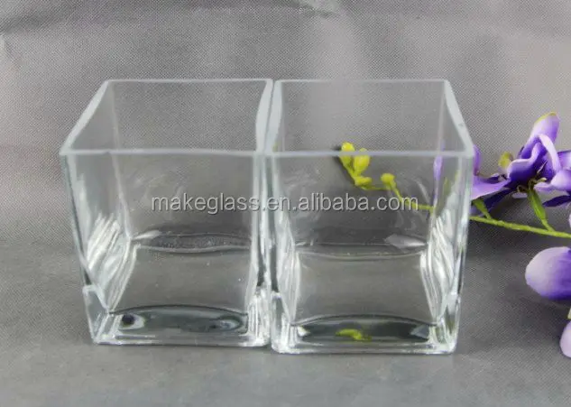 eco-friendly square glass candle holder,square glass candle jar