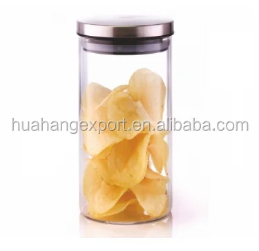 
Different sizes Household glass round storage jar with Stainless steel cover 