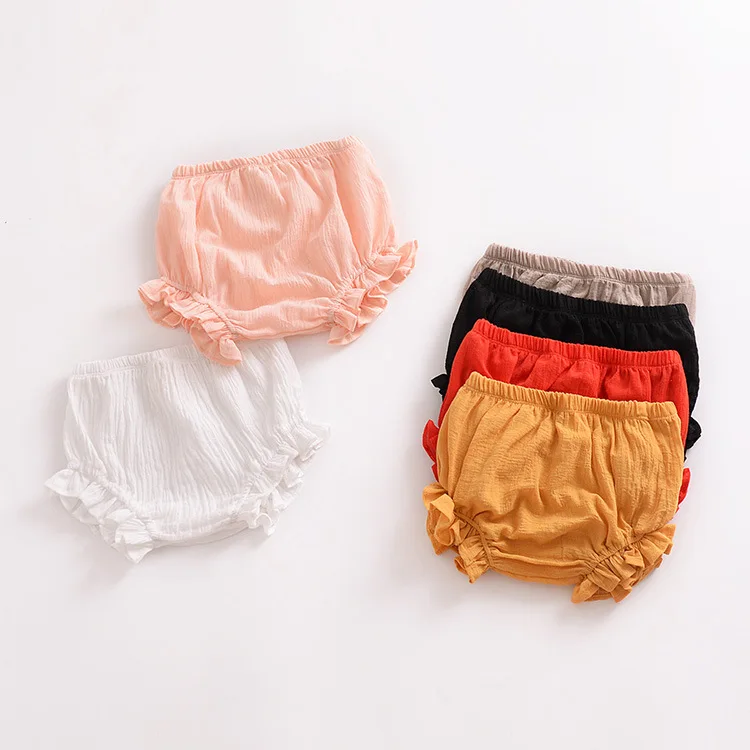 
European Cotton Blank Baby Flutter Bloomers Ruffle Shorts For Kids Girls Baby 