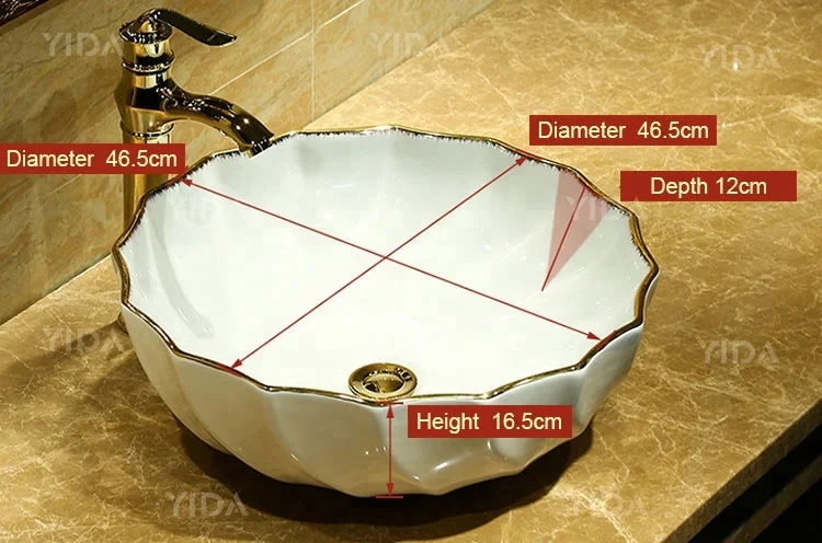 Golden color countertop wash basin brand high country ranch fountain sink for bathroom