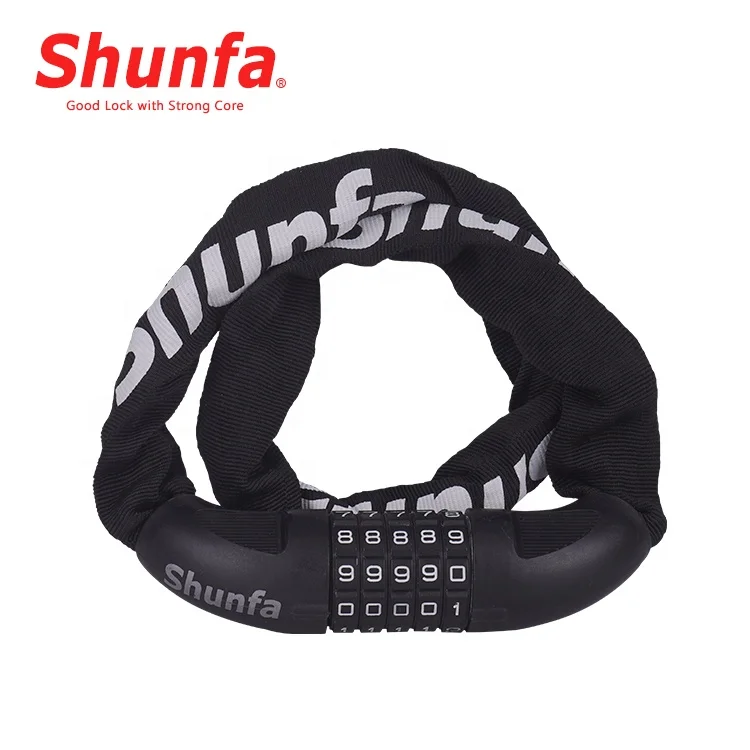 Factory price black Anti-Theft Chain  the wheels 5 digit combination 1.2 m chain lock