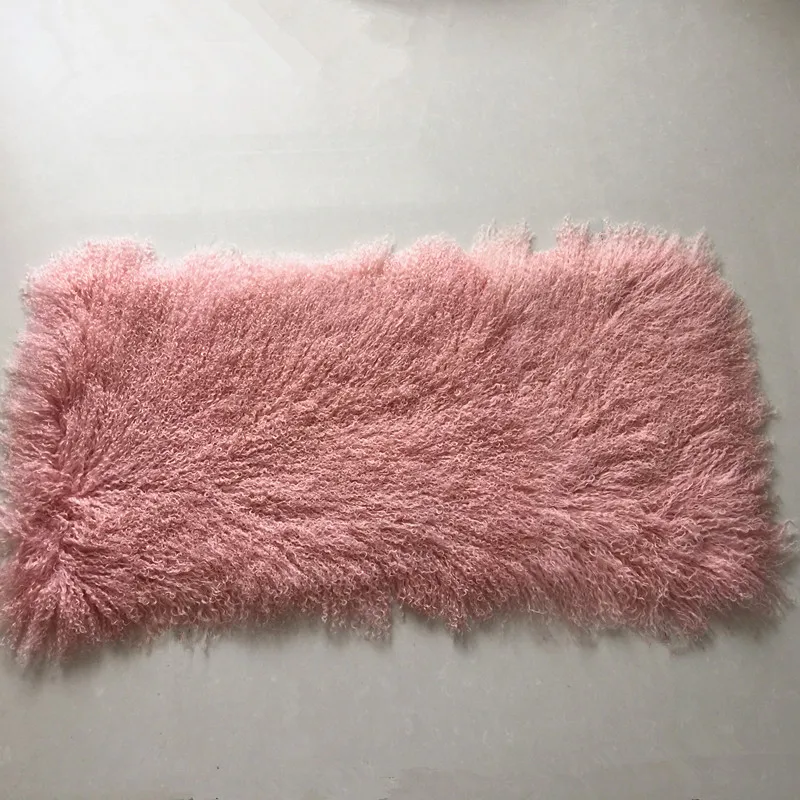 Real Pink colour Mongolian Lamb Fur Pelts Long Curly Hairs/Lamb Fur Skin