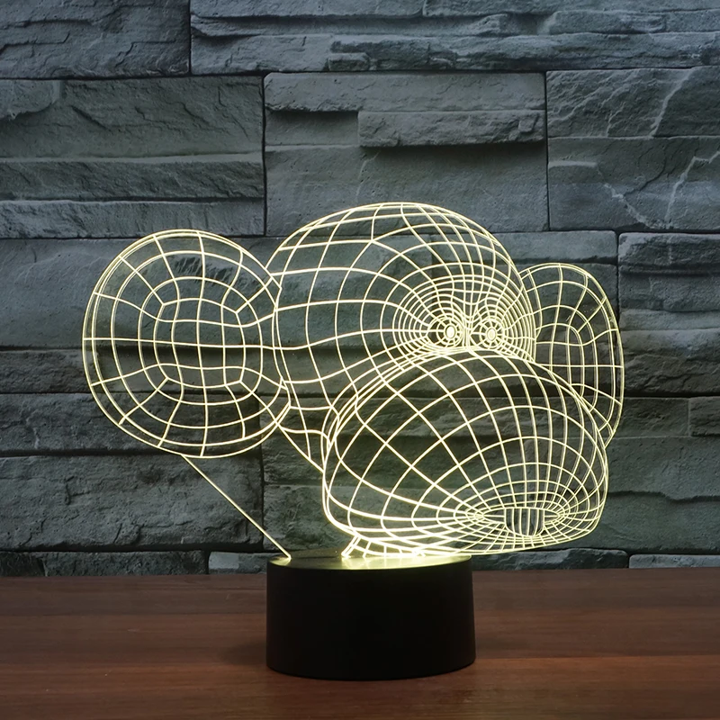 FS3055 Big Ears Monkey Kids Night Light Animal Led 3D Table Lamps