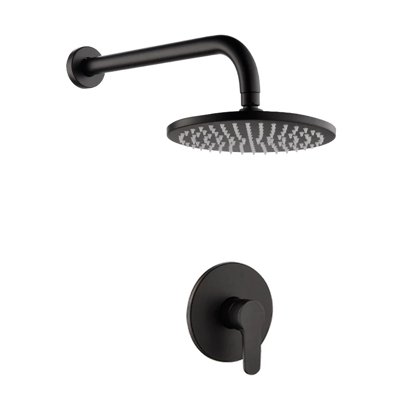 FLG Rainfall in-wall mounted 2 hole single handle blackened brass bath shower faucet with LED shower