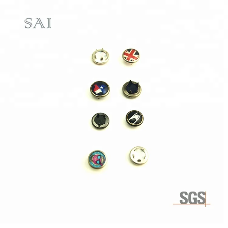 Printed Cap with Share 4 parts metal cap prong snap button clothes snap buttons