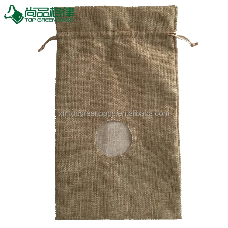 Factory price custom jute wine bottle bag jute small drawstring bags burlap sack