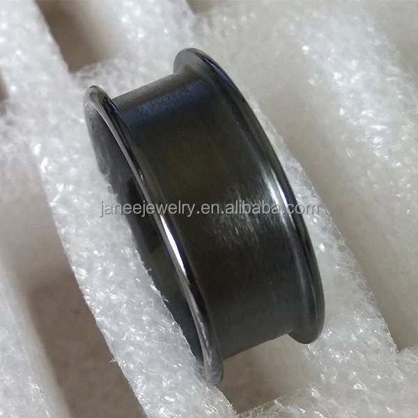 Factory Direct Custom Made Jewelry Supplier Flat Edges Core Black Ceramic Blank Ring for Inlay