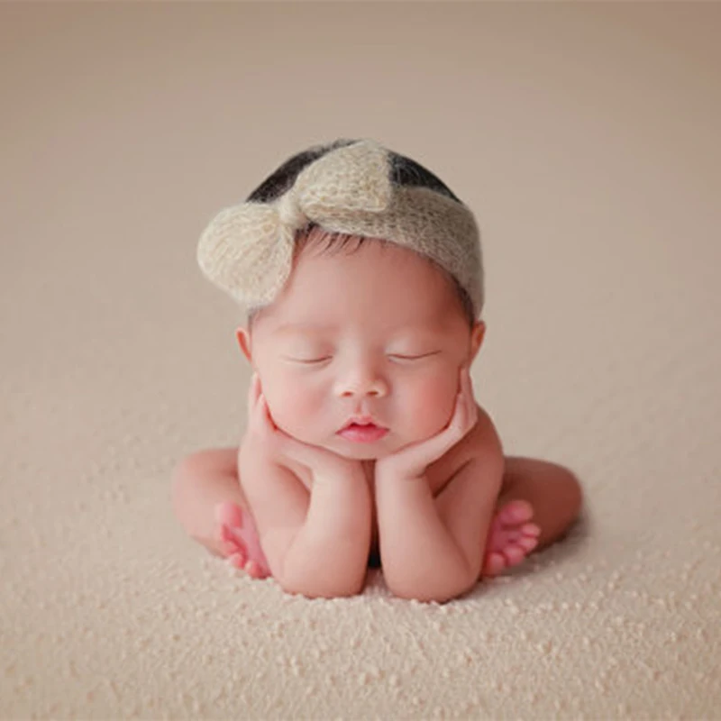 
Mohair headband for newborn photo props,handmade knit mohair headband head crown headdress 