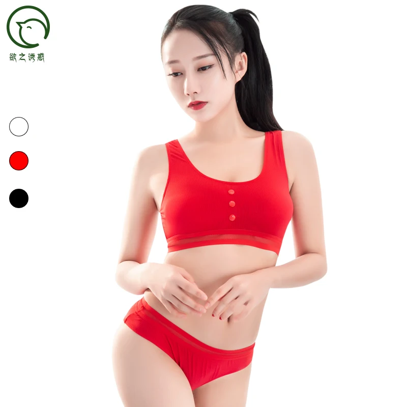 
lingerie wholesale dropship Japanese girls sexy underwear women transparent strip halter bra and erotic panties set 