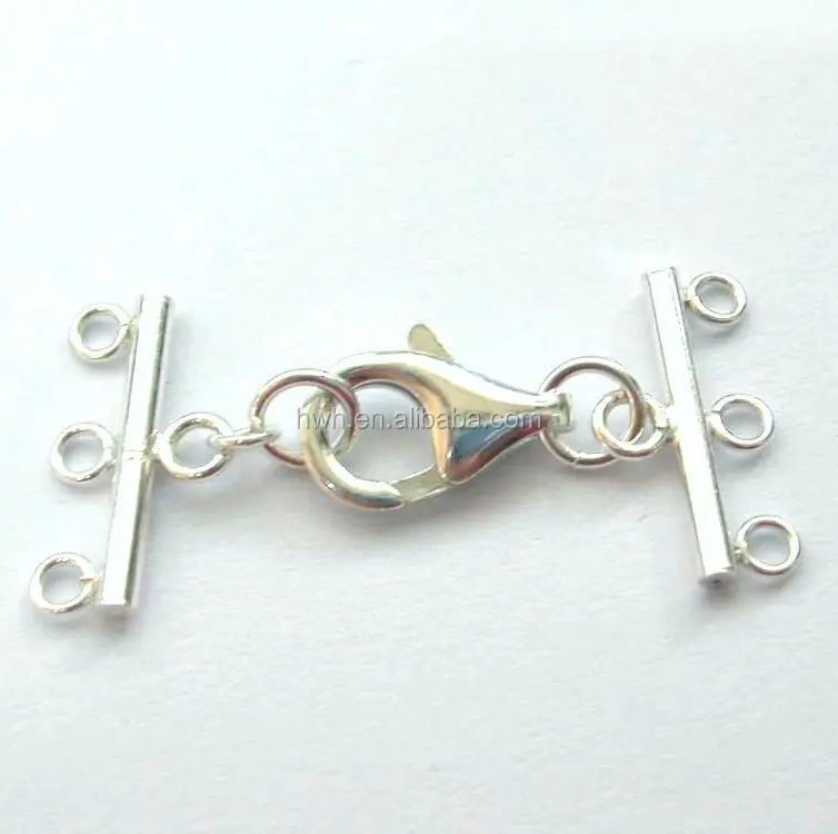 
H730/B Silver Jewelry Clasp 3-strand Lobster Lock 
