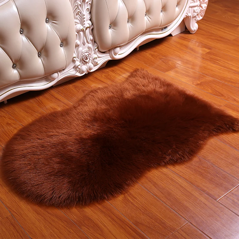 60x90cm Artificial Sheepskin Hairy Carpet for Living Room Bedroom Rugs Skin Fur Plain Fluffy Area Rugs Washable Bedroom Faux Mat