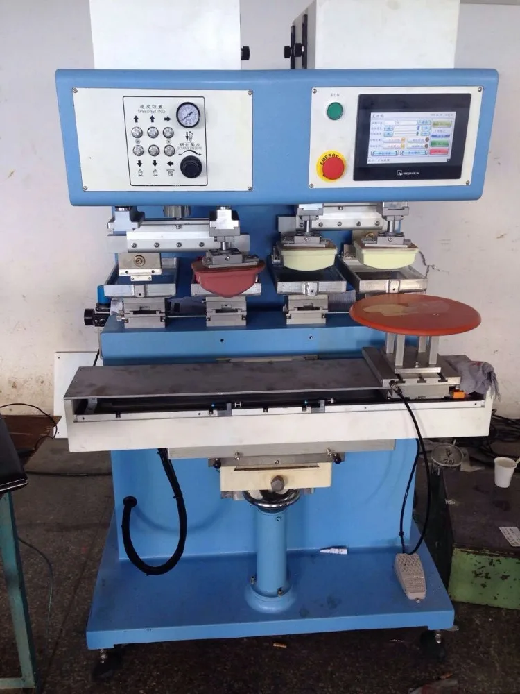4-color large printing area cliche pad printing machine with PLC independent printing pads