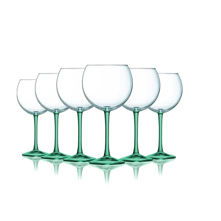 Hot Selling 20 oz Gin Goblets Colored Stem Red Wine glass