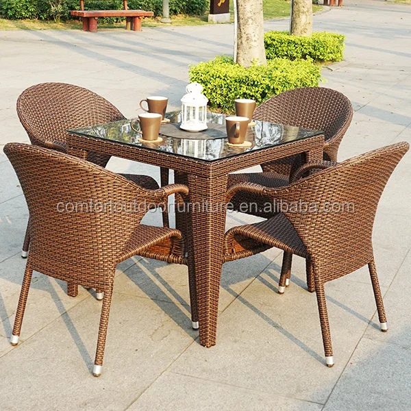 Plastic Rattan Weaved Garden Dinner Set Garden Furniture