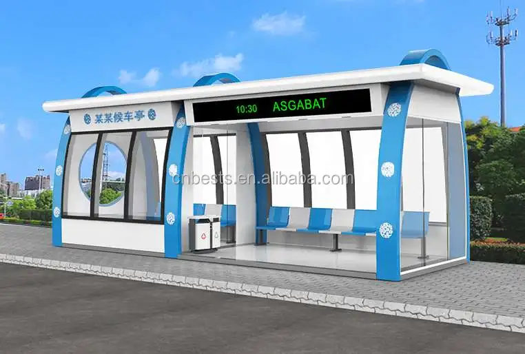
smart traffic multifunction outdoor advertising Stainless Steel Bus stop Shelter 