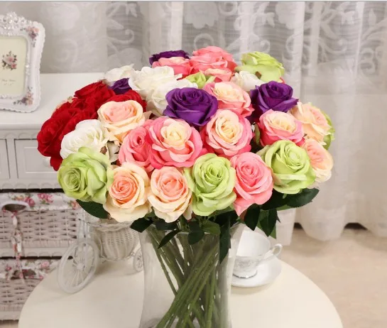 FC2004 Factory supplied single silk fabric artificial rose flowers for sale