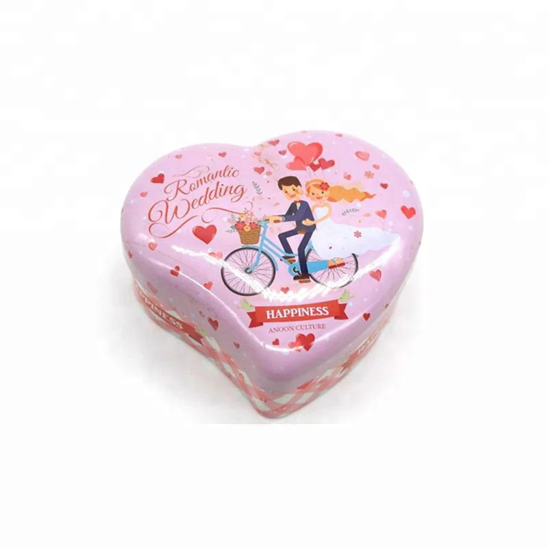 
Custom Heart-Shape Tin Box lovely Tin Cans for candy 