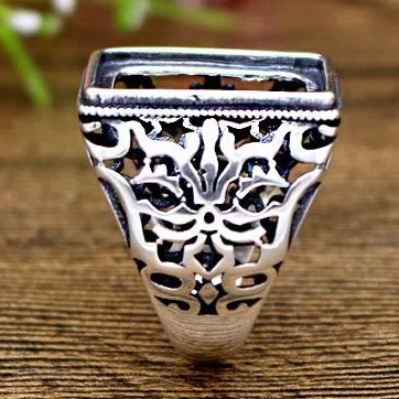 925 Sterling Silver Adjustable Ring Blanks 17*21/15*20mm Rectangle Cabochon Rings Settings Findings for Jewelry Making