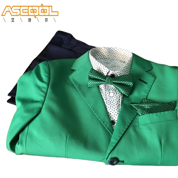 
Custom Made 3-7 Years Old Green Not Wrinkled Boy Suits Clothing Sets 