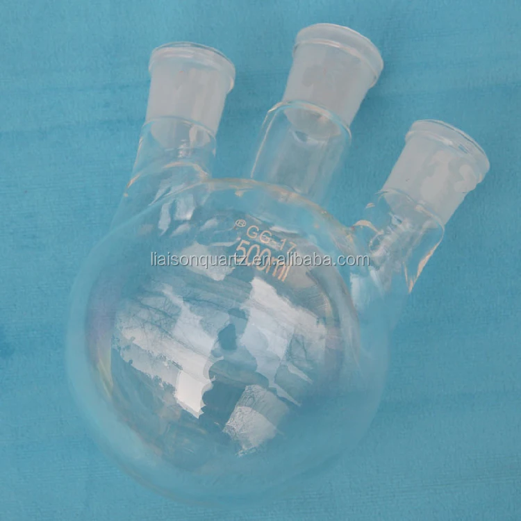 Three Neck Quartz Flask Customized quartz round bottom glass flask with high quality