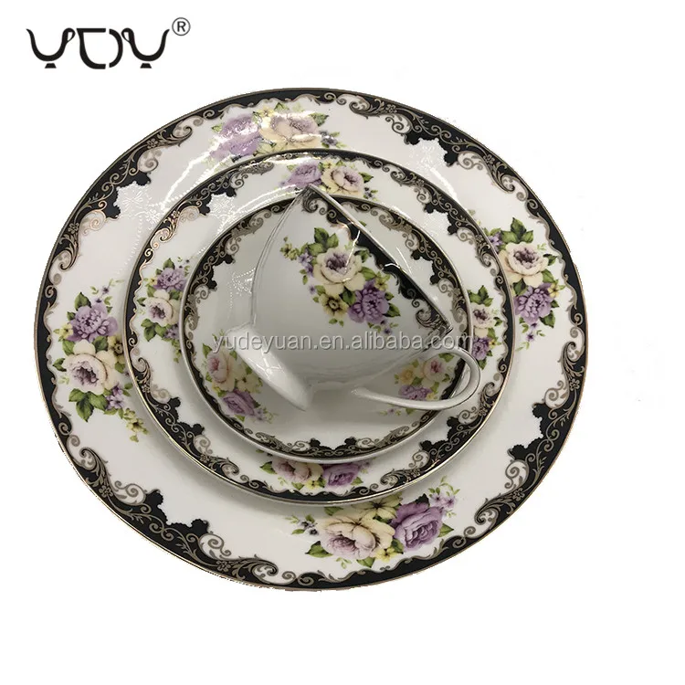 wholesale custom design fine porcelain dinnerware 61pcs royal elegant new bone china dinner set luxury for 8 person