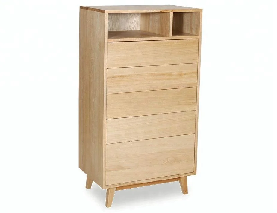 High quality children tall wood 5 drawer slim chest of drawer for bedroom furniture