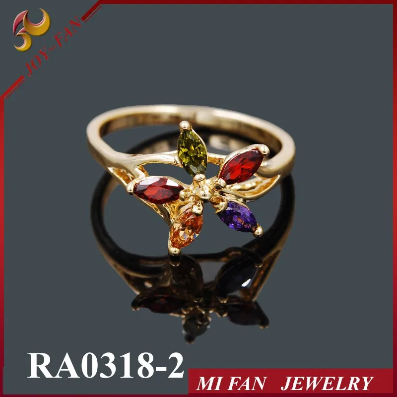 Медь 18 К позолоченные мода оптовая продажа ювелирные изделия золотое кольцо мода корень циркон ювелирные изделия золото